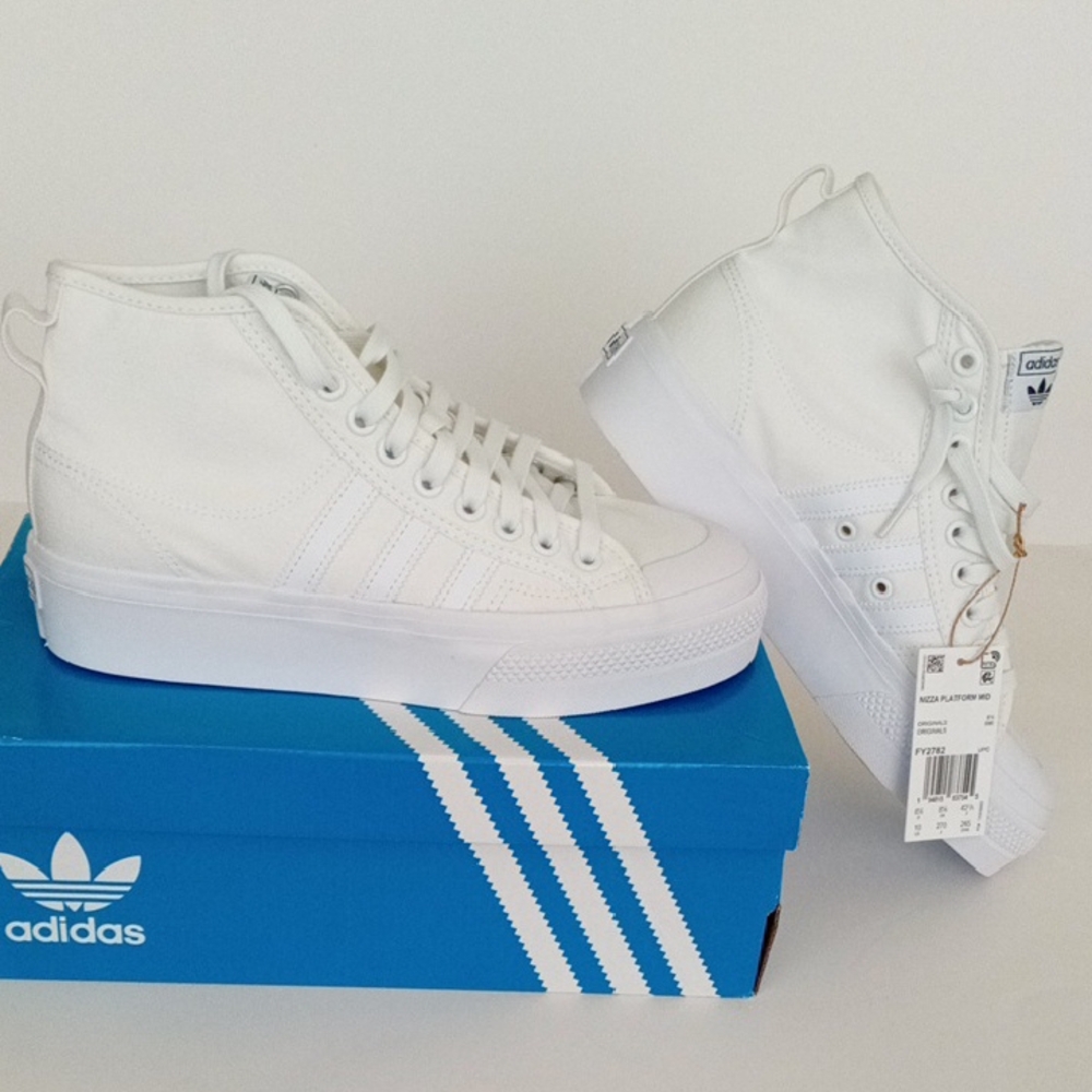 adidas Nizza Mid Platform White High-Top Sneakers Size 10